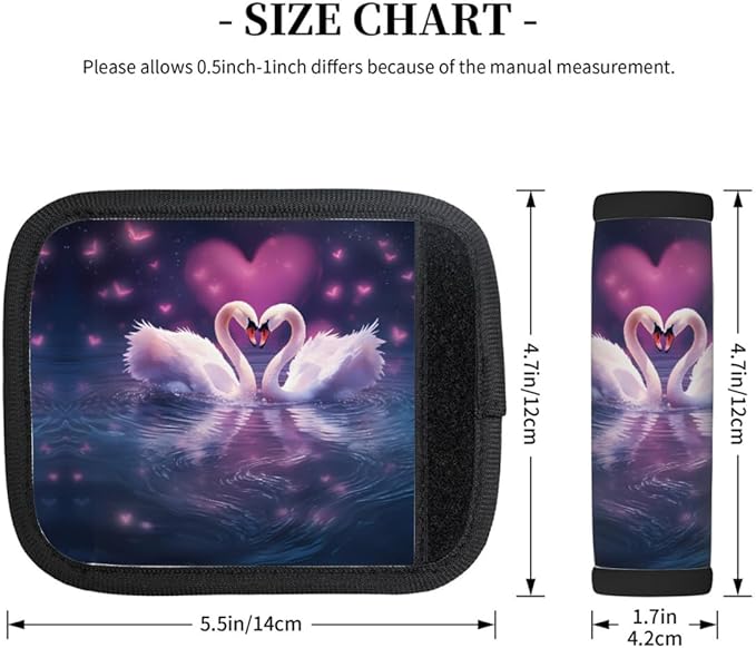 Abstract Love Swan 2 Pack Luggage Handle Wrap Set of Neoprene Luggage Tags for Suitcases Bag Strap Wrap Cover Travel Airplane Accessories Covers Markers Sleeve Grips Identifiers Cruise