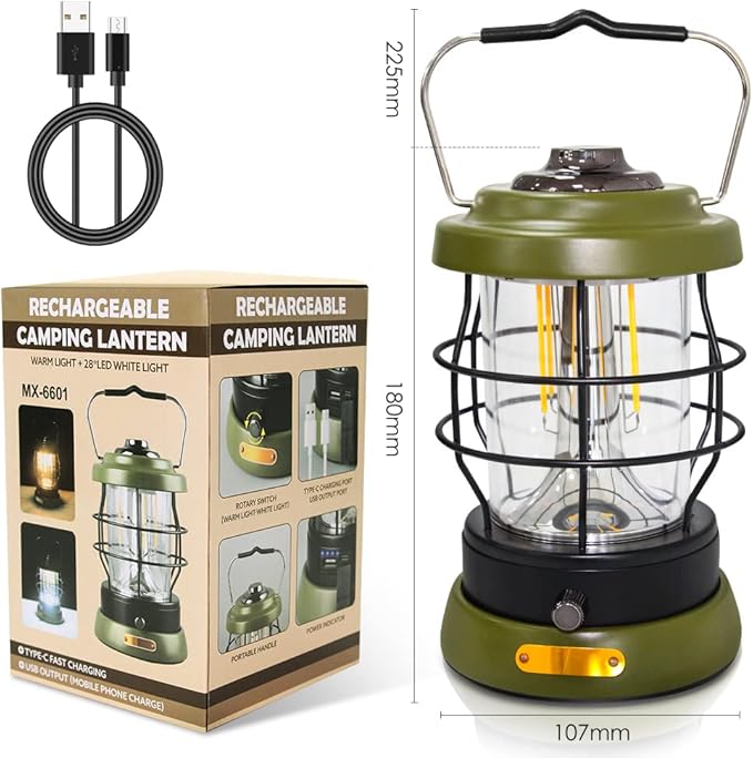 Rechargeable Camping Lantern 1500 High Lumens Hurricane Camp Light 2 Modes Portable Electric Tent Lamp Hands-Free Flashlight Lantern,5000 mAh Battery LED Lanterns for Power Outages