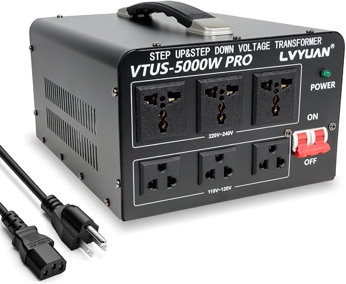 LVYUAN 5000 Watt Voltage Converter Transformer Heavy Duty Step Up Step Down AC 110V/120V/220V/240V Converter with Hard-Wiring