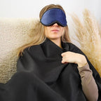 Lewis N. Clark Ultimate Comfort Set + Portable Travel Kit for Airplane, Includes Inflatable Pillow + Zippered Carrying Case, Cozy Fleece Blanket, Eye Mask for Sleeping & Foam Ear Plugs, Navy