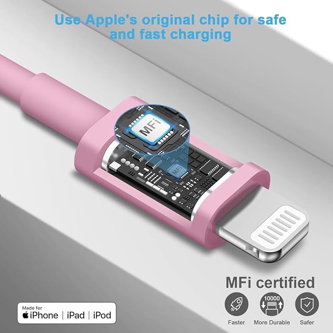 10FT iPhone 14 13 12 Charger Fast Charging 20W PD USB C Wall Charger with 10FT Fast Charging Cable Compatible iPhone 14/13/12/11/Pro/Pro Max/Mini/Xs Max/XR/X, iPad - Pink