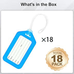 18 Pack Luggage Tag Bright Luggage Tags for Suitcases Bag Tags Name Tags for Kids Travel Accessories Must Haves by Sodsay (Light Blue)