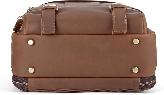 Tzowla Leather Laptop Backpack, Bag for Men and Women,Business Travel Work Rucksack Fits 15.6 Inch Laptop, Vintage Bookbag