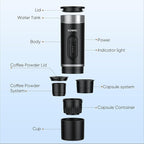 Portable Espresso Machine with Self-Heating System, 15 Bar Portable Coffee Maker Compatible with Capsules & Ground Coffee, Espresso Maker for Car, Camping & Travel