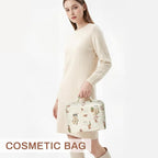 Gosect Makeup bag, Large Cosmetic Bag for Women Girls, Cute Quilted Makeup Bags, Floral Coquette Aesthetic Toiletry Bag, Travel Make Up Organizer Bag (Bear)