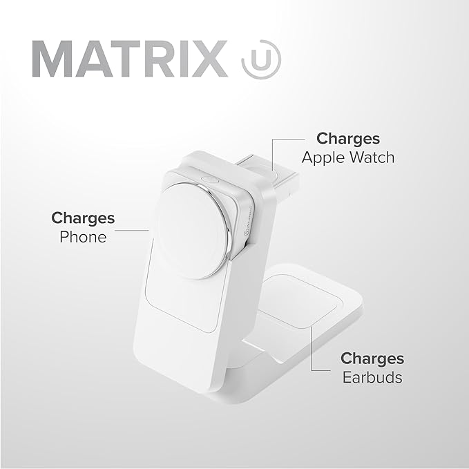 Matrix Ultimate 3-in-1 Wireless Charger with 5,000mAh MagSafe Powerbank- Global Edition | Wireless Power Bank | 5000 mAh Power Bank