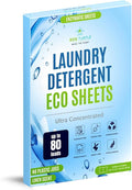 Eco-Friendly 80 Loads Ultra Concentrated Laundry Detergent Sheets Stain-Fighting Enzymes & Plant Powered, Washer Sheets, Space Saving, Travel Friendly for Hot/Cold Cycles, Tackles Tough Stains & Odors