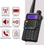 Baofeng UV-5R Radio Ham Radio Handheld UV5R Long Range Dual Band Rechargeable High Power Two Way Radio Walkie Talkies with 1800mAh Li-ion Battery and Earpiece for Hunting Camping Survival Gear,2 Pack