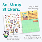 Panda 300+ Kids Sticker Book by Cupkin Toddler Airplane Travel Coloring and Sticker Book, Road Trip Essentials, 8 Coloring Pages 8 Side by Side Scenes for Ages 2–8 Years