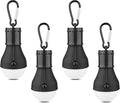LED Camping Tent Lantern, Portable Outdoor Waterproof Emergency Light Bulb, Battery Powered with Clip Hook, Super Bright, for Hiking, Party，Camping, Fishing, Power Failure (4 Packs, Black )