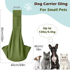 Pawaboo Small Dog Sling Carrier, Reversible Hands Free Dog Sling Carriers for Small Dogs and Cats, Puppy Slings Carrier with Safety Harness, Puppy Essentials, Matcha Green