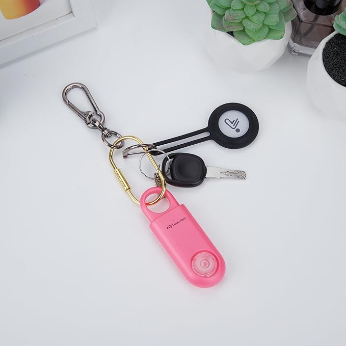 130dB Personal Safety Alarm Ultra Bright Strobe Light Loud Sound Keychain Siren with Carabiner for Women, School Children, Night Runners. Hiking Alarm Bear Deterrent. SOS Emergency Alerts. Hot Pink