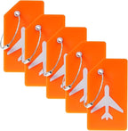 5 Pack Silicone Luggage Tag for Suitcases with Stainless Loop, TSA Approved, Privacy Protection Travel Essentials Bag Tags by Gostwo, Orange