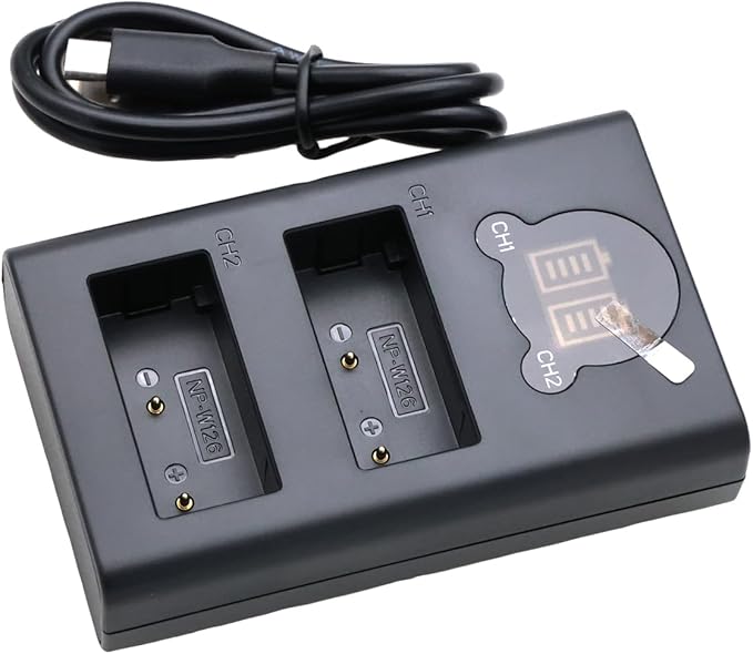 NP-W126 Camera Battery Dual LCD Charger Kit Compatible with NP-W126S/W126 Battery for XS10, XT50, XT30, XA7, X100V, X100F, XT200, XE3, XT30 II, XE4, A5, XT3/2/1, XT20/10, Xpro2/3