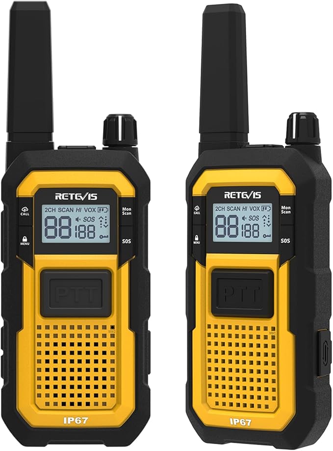 Retevis RB48 FRS Walkie Talkies Long Range, Rugged & IP67 Waterproof & Floating, Mil-Standards 810H Two Way Radio, Heavy-Duty, NOAA, Rechargeable, 20hr Battery, Emergency Radio(2 Pack)