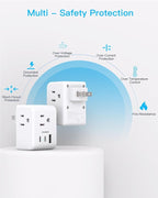 2 Pack US to Japan Plug Adapter, 2 Prong to 3 Prong Outlet Adapter with 3 Outlets 3 USB Ports(2 USB C), Type A Travel Power Converter Plug Adaptor for USA to Japanese Canada Mexico Philippines Peru