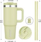 BJPKPK Tumbler With Handle And Straw 30oz Insulated Tumbler Cups With Lid Stainless Steel Travel Coffee Mug,Macaron Green