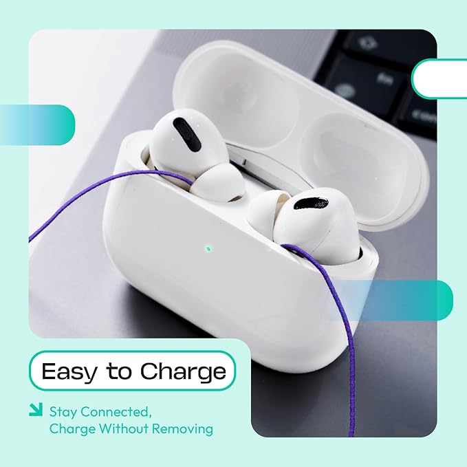 Anti-Lost Strap for Wireless in-Ear Earbuds, New Version Airpods pro Lanyard (Compatible with Earbuds with Ear Tips, Airpods Pro 1 2 3, Sony, Beats, Samsung, Bose) - Purple
