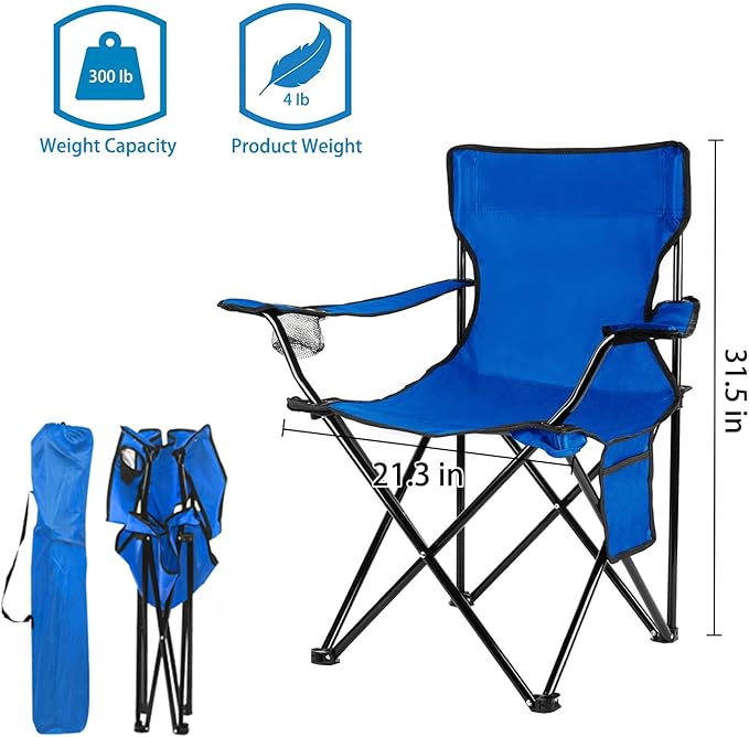 Damei century 4Pack Folding Camping Chairs-Lightweight, Installation-Free, Portable Chair for Beach, Lawn, Outdoor Sports