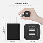 USB Wall Charger, AILKIN 2.1A Dual Port Portable Universal USB Wall Charger Adapter Box for iPhone 17 16 15 14 13 12 Mini Pro Max SE 11 XS Plus, Samsung Galaxy A04S A14 S22 S21, Google Pixel 7 7a 6 6a