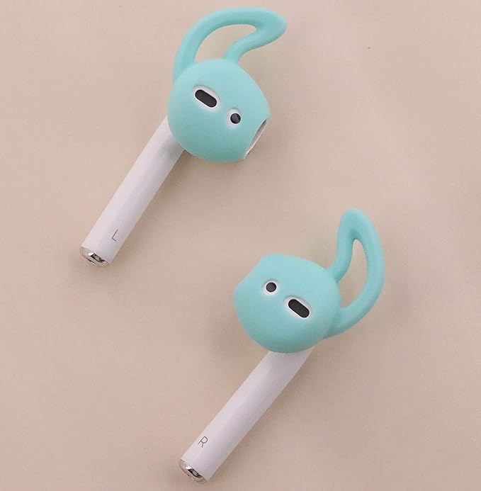 JNSA 6 Pairs Silicone Ear Tips Compatible with Air Pods 1&2,Silicone Soft Anti-Slip Sport Earbud Tips, Anti-Drop Ear Hook Gel Headphones Earphones Accessories Tips (Green 6 Pairs)