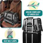 PetAmi Airline Approved Pet Carrier for Cats & Small Dogs, Soft Sided TSA Travel Carrier Bag with Sherpa Bed, Breathable Mesh Ventilation, Collapsible Bowl, Fits Under Seat, Up to 18 lbs, Large Gray