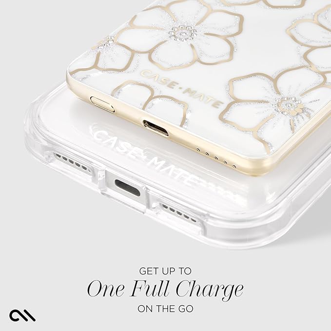 Case-Mate MagSafe Portable Charger Power Bank 5000mAh - iPhone Charger for Fast Charging - Qi Compatible Magnetic Wireless Battery Pack with USB-C Cable for all phones - Slim Lightweight - Floral Gems