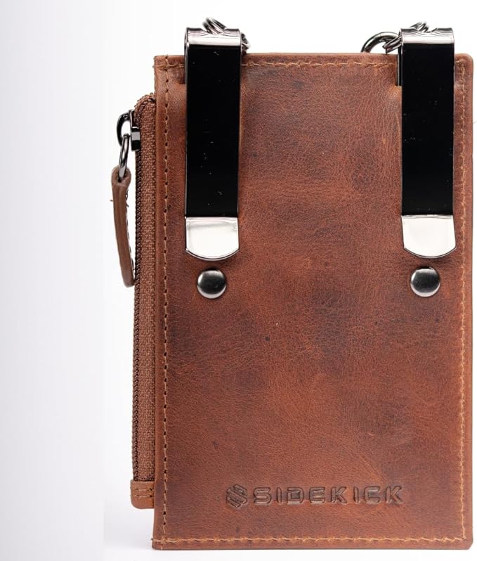 RFID Blocking Boot Wallet with Security Chain & Zipper Lock – Genuine Leather Wallets for Men, Travel Wallets Women, Minimalist Leather Card Holder