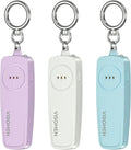 Personal Safety Alarm Keychain for Women,3-Pack,Loud Siren with Flashing LED Light,Portable Emergency Security Device,Gifts for Kids,Presents for Elderly,Night Running,Purple White Blue