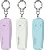 Personal Safety Alarm Keychain for Women,3-Pack,Loud Siren with Flashing LED Light,Portable Emergency Security Device,Gifts for Kids,Presents for Elderly,Night Running,Purple White Blue