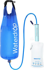 Waterdrop Gravity Water Filter Straw, Camping Water Filtration System, Water Purifier Survival for Travel, Backpacking and Emergency Preparedness, 1.5 gal Bag, 0.1 Micron, Light Blue