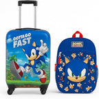 AI ACCESSORY INNOVATIONS Sonic the Hedgehog Kids Luggage and Backpack Set - 18" Luggage Suitcase With Wheels, 13.75" Backpack