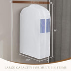 Univivi Premium Cotton Garment Bags for Hanging Clothes, 32 Inch Washable Suit Bags for Closet Storage with Extra Large 10" Gusset & Clear Window - Perfect for Shirts, Short Skirt - 4 Pack