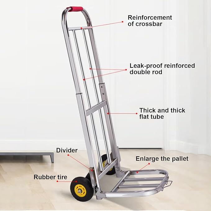 Heavy Duty Folding Hand Truck Luggage Cart & Sack Barrow Versatile Shopping Trolley & Household Porter for Easy Transportation (Size: 80 105x32x30cm)