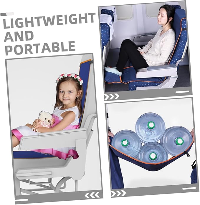 SOLUSTRE Portable Airplane Travel Hammock Lightweight Footrest Bed for Comfortable Sleep Adjustable Size Foot Sling for Long Car Train and Plane Journeys
