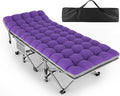 ZENPETIO 28In Folding Camping Cot for Adult, Portable Sleeping Cot with Mattress, Outdoor Heavy Duty Cot Bed for Camp with Carry Bag for Home, Office, Camp, Travel, Vacation-Purple