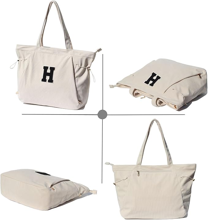 ESVAN Corduroy Yoga Tote Bag Gifts for Women Drawstring Yoga Mat Bag for Office Workout Travel Carryall Pilates Gym