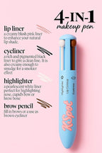 kspot 4-in-1 Makeup Pen – Travel Makeup Essential for Women On The Go, Eyeliner Lip Liner Brow & Highlighter in One, Compact Touch-Up Vegan Beauty Tool