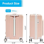 TABU 20" Carry on Luggage with Seat for Kids & Adults，Front-Opening Hardshell Carry On Suitcase with Double Handles & TSA Lock, Pink