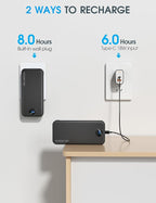 citicr Portable Charger Power Bank, 20000mAh PD20W USB C Fast Charging with Built-in Cables & Wall Plug, External Battery Bank with LED Display, Travel Essential for iPhone, iPad, Samsung Black