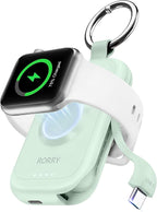 RORRY CharmGo Charger for Apple Watch Series 10, 2500mAh Fast Charging Portable Charger for iWatch, Travel Charger with Built-in USB C Cable for Apple Watch Ultra Series 9 8 7 6 3 Accessories, Green