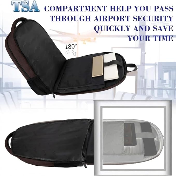 MATEIN Laptop Backpack, Extra Large TSA Friendly 17.3 Inch Travel Computer Backpack, Anti Theft Carry On Flight Approved Business Work College Backpack Bag for Men Women, Brown