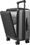 NINETYGO Carry On Luggage 22X14X9 Airline Approved with Front Pocket, 20 Inch Luggage with Front Compartment, Expandable, Double Spinner Wheels, Hardsided PC, TSA Lock (Midnight Black, Seine Max)