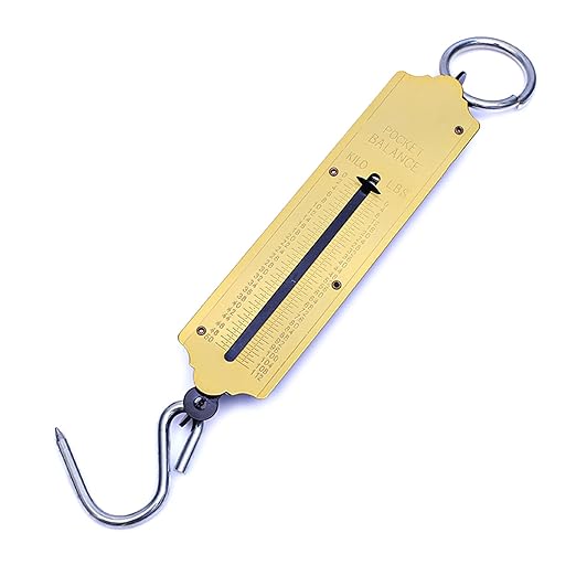 Yellow Fishing Scale with Hook Portable Mechanical Luggage Scale Weight Scale Auto-Off Function for Household, Shops, Luggage, Travel, Fishing, Outdoors