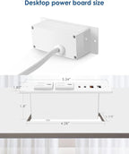 Recessed Power Strip with 30W USB C,Ultra Thin Flat Plug Power Strip,2 Outlets 4 USB Ports,Furniture Flush Mount Desk Outlet,Recessed Outlet for Side Table/Sofa Table,6ft Cord (White)