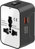 Universal Travel Adapter Worldwide, GaN Fast Charging with PD 3.0 USB-C & USB-A Quick Charge Ports, All-in-One International Power Plug Adapter Converter AC Wall Charger for Europe USA UK AUS White