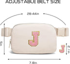 Gitus Belt Bag Fanny Pack Crossbody Bags with Initial Letter Patch Cute Stuff Birthday Gifts for Teenager Girls Trendy Preppy Stuff for Teen Girls(Beige-J)