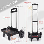 Folding Backpack Trolley with Large Solid Tank Wheels, Aluminum Alloy Luggage Cart with Edge Guard Base, Universal Hand Truck for Backpacks, Lunch Backpack,Golf Bag, Teenagers, Adults, School, Travel