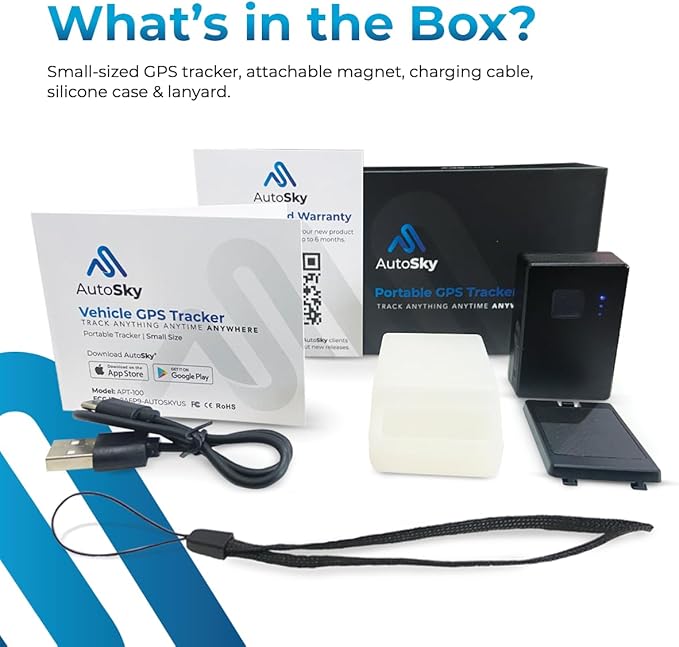 AutoSky GPS Tracker - Small Portable, Splashproof Magnet Mount, North and South America Coverage. 4G LTE Real-Time Tracking for Vehicle, Asset, Fleet, Elderly and More. Subscription is Required
