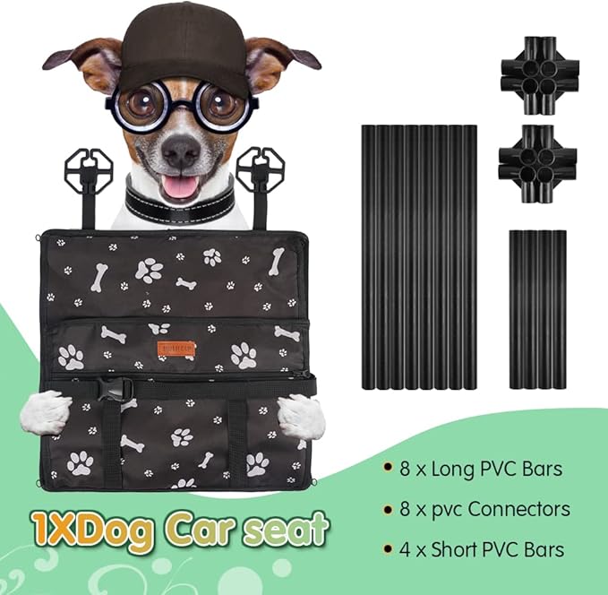 Dog Car Seat Puppy Portable Pet Booster Car Seat with Clip-On Safety Leash and Stable Fram, Anti-Collapse,Perfect for Small Pets